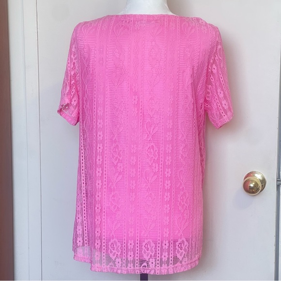 Summer Fashion Womens Shirts Floral Crew Neck Lace Tops - Picture 7 of 12